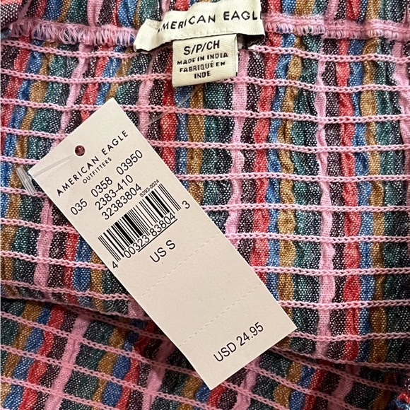 American Eagle Striped Smocked Tube Top Womens Size S Multicolor Boho‎ C… - Picture 5 of 7